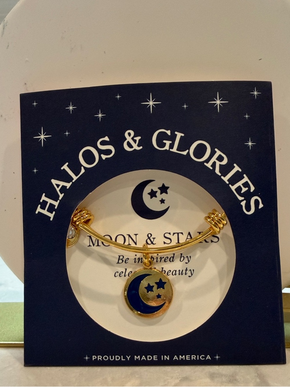 Gold Moon & Stars Bracelet - Navy Enamel